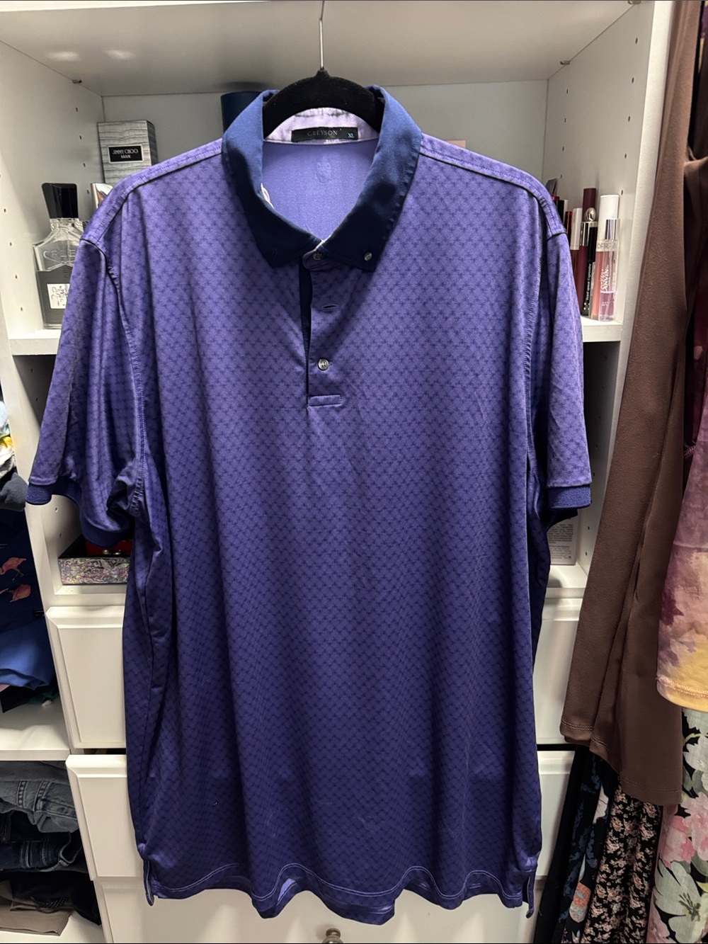 Men's Purple Polo Shirt with Contrast Collar Greyson